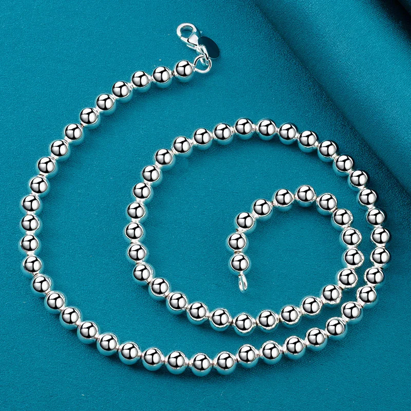 Collar de cadena de plata de ley 925 con cuentas de 4MM, venta al por mayor, para mujeres, hombres, dijes para mujer, regalo de fiesta de boda, bonito