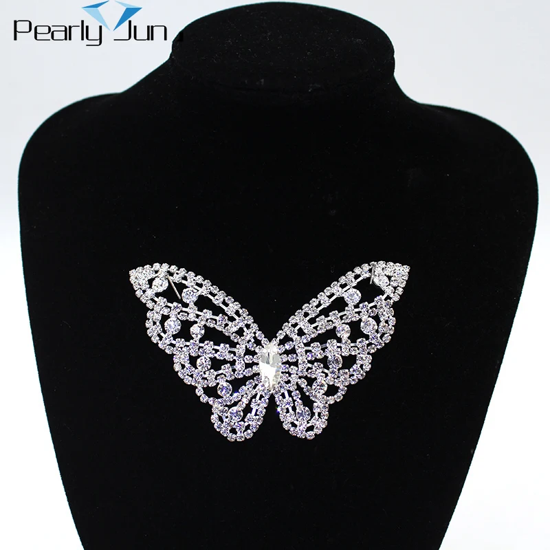 1PCS of 8.5*6.5cm DIY Butterfly Rhinestone Applique Glitter Crystal Patch Sewing On Clothing Bags Decoration Accessories YHX085