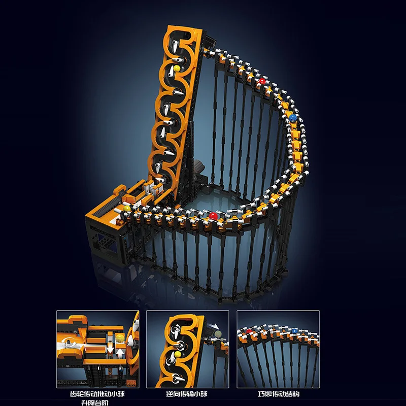 Posavasos de bolas, pista de arpa, línea de montaje eléctrica, bloques de construcción mecánicos de alta tecnología, modelo de potencia modificada, juguetes de ladrillos
