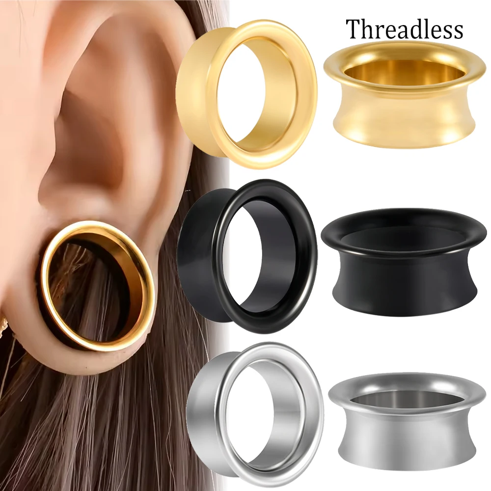 1/2PCS Surgical Steel Single Flared Hollow Ear Gauge Plugs and Tunnel Ear Threadless Stretcher Expander Saddle Plug Earring