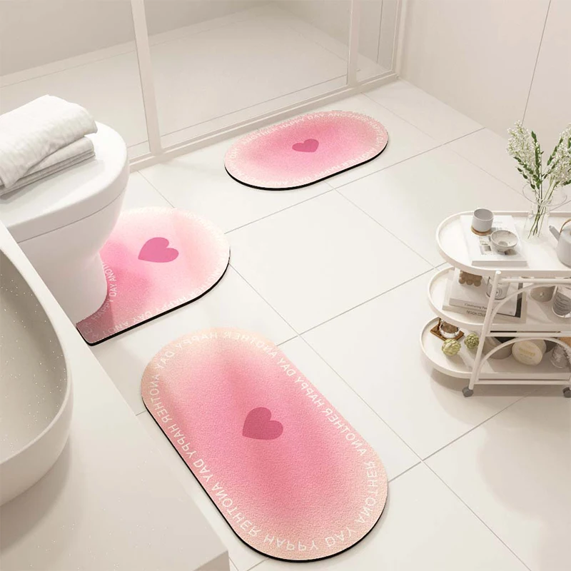 

VIKAMA 3PCS Bathroom Floor Mat - Toilet Seat Absorbent Pad For Quick Drying And Anti-Slip Floor Covering For Home Decoration