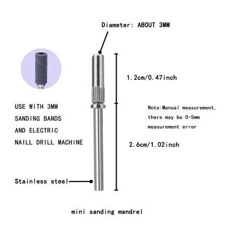 매니큐어 네일 젤용 미니 네일 샌딩 밴드, 큐티클 제거, 연마 액세서리, 3mm