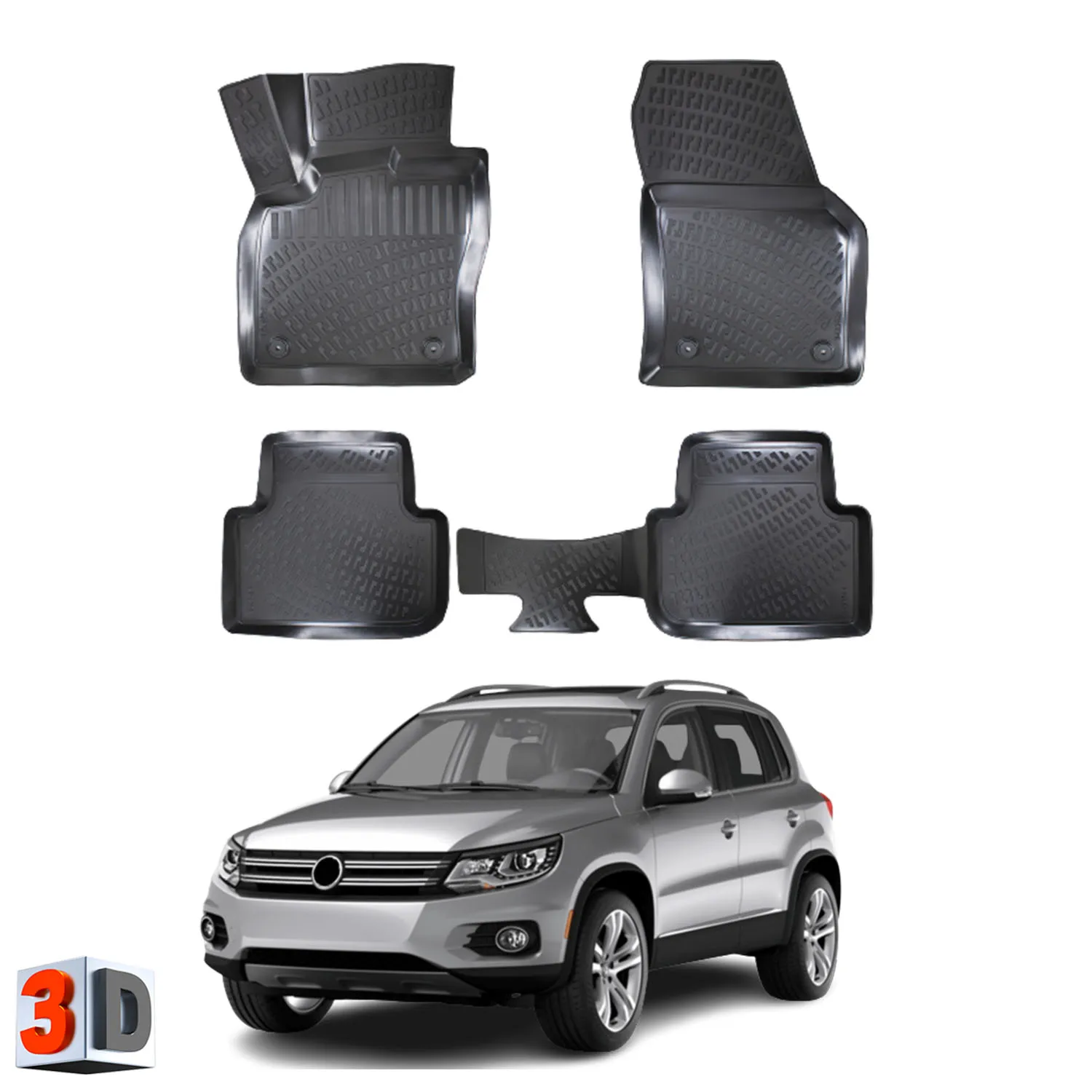 Volkswagen Tiguan - (2019-2022) Floor Mats Liner Waterproof 3D - (Black)