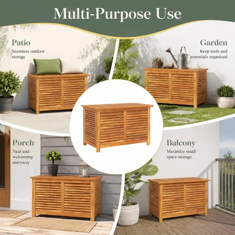 Jardinière en bois d'acacia massif de 90x50x56 cm avec fentes d'aération et structure robuste, gain de place, utilisable comme jardinière sur balcons, terrasses et dans le jardin