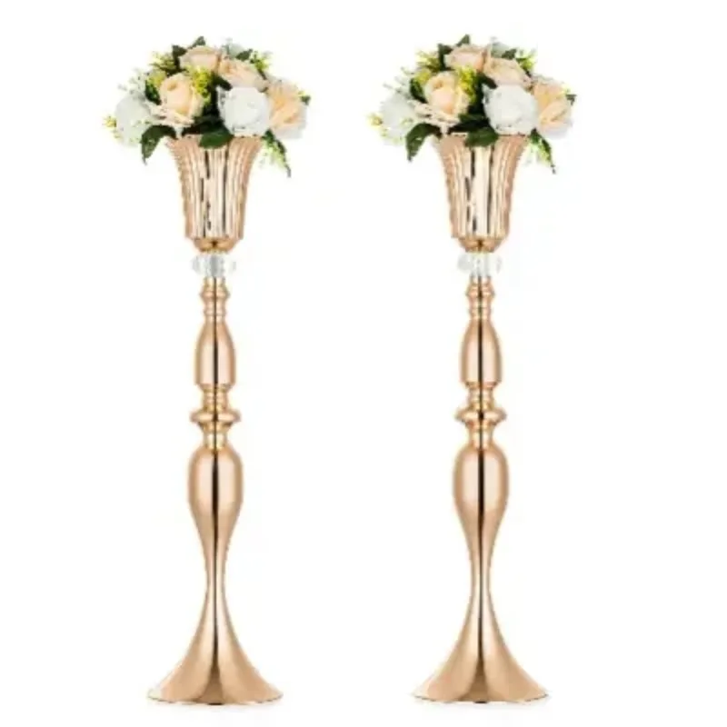 10 Pcs Wedding Centerpieces for Tables, Metal Flower Trumpet Vase with Crystal Bead 29.1 Inch Tall Flower Vases