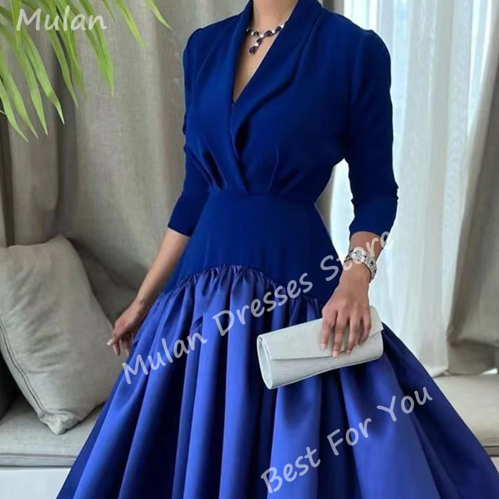 Elegant Long Cocktail Dress for Women V-Neck Ankle-Length Asymmetrical Wedding Guest Prom Party Special Events Formal Gown 2024