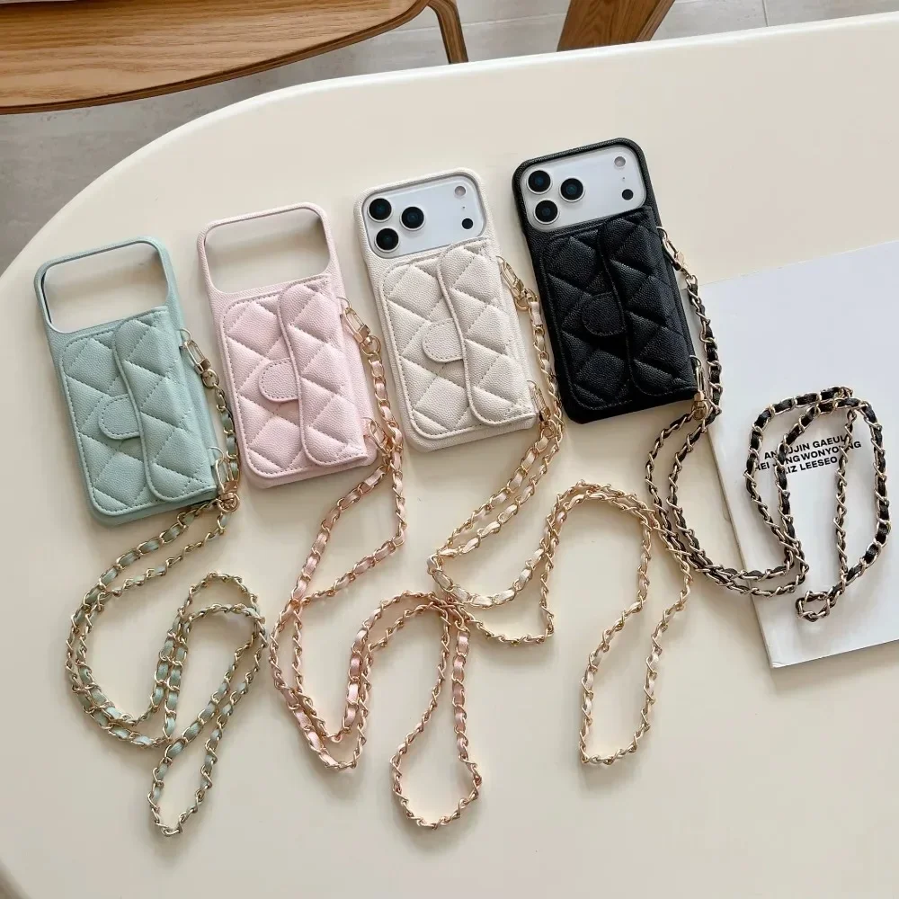 Skórzane etui typu portfel z przegródką na karty i paskiem do noszenia na ramieniu, przeznaczone do modeli iPhone 18, 17 Air, 16E, 16, 15, 14, 13 Pro Max Plus (bez logo). — zdjęcie produktu 2
