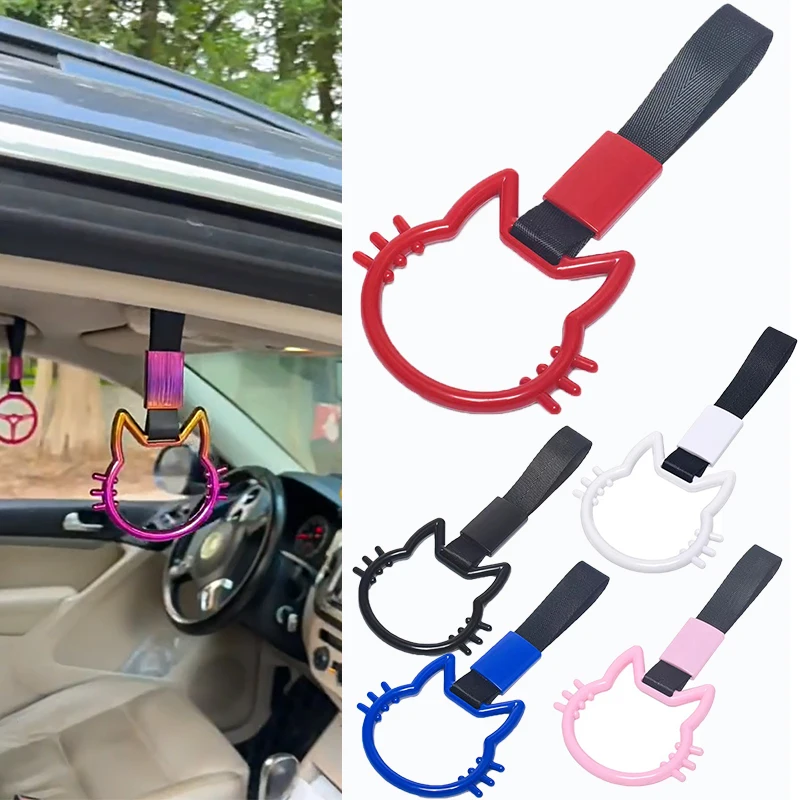 Train Bus Handle Hand Strap Ring Car Tow Strap Cat-themed Static Strap Car Warning Ring Cat Shaped Auto Decorative Accessories