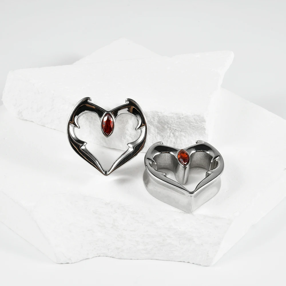 1PC Stainless Steel HeartDouble Flared Ear Gauges Heart Shape Ear Tunnels Plugs Flesh Stretchers Expander Piercing Body Jewelry