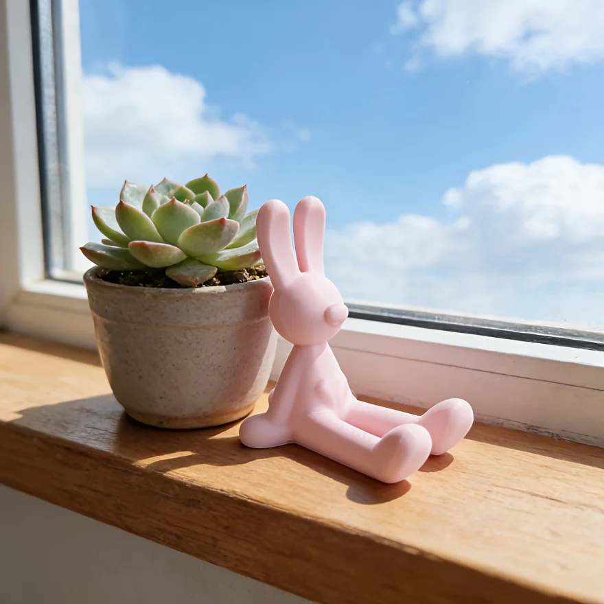 3D Printed Rabbit Shaped Tabletop Phone Organizer, Cute Soft Desktop Decoration Holder, Stable Non-Slip Desk Stand