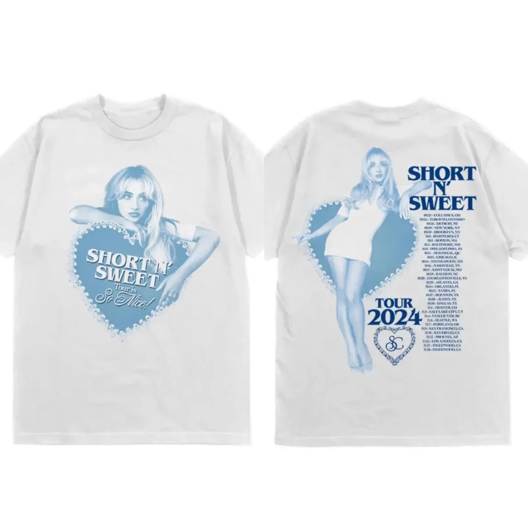 

Sabrina Carpenter album Short and sweet motorcycle T-shirt Women's Summer Casual Short sleeve Commemorative Culture short sleeve