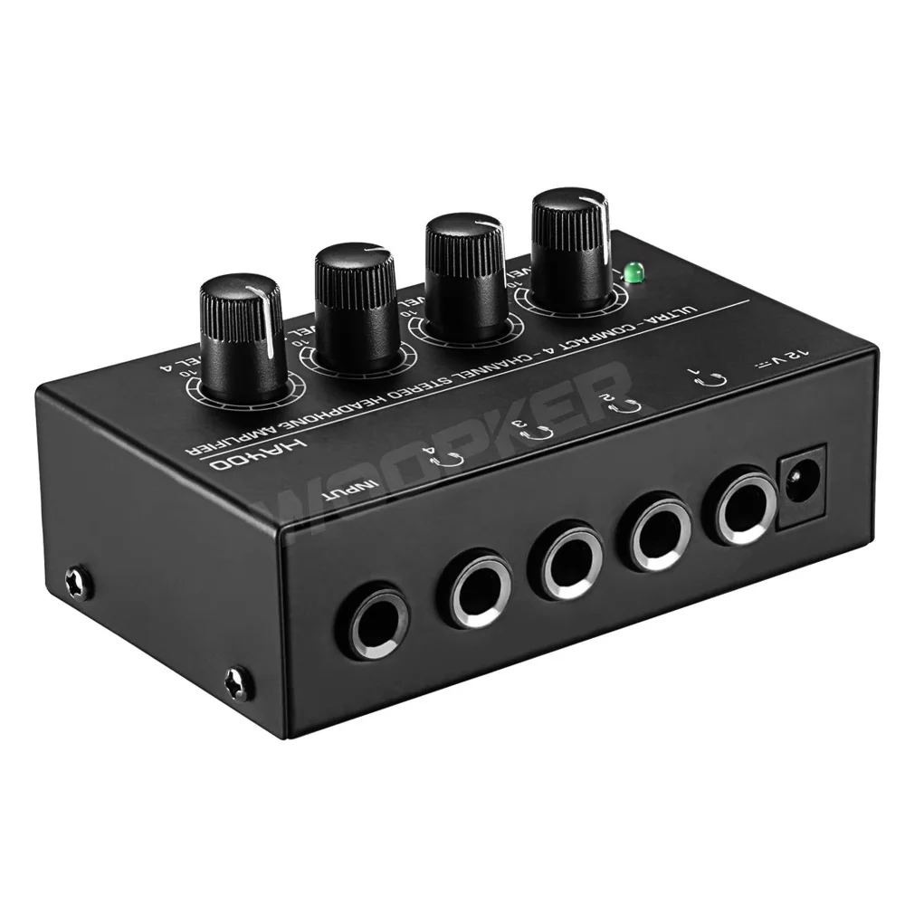 Woopker 4 kanały Mini słuchawki wzmacniacz HA400 wzmacniacz Audio Stereo z zasilaczem słuchawki AMP