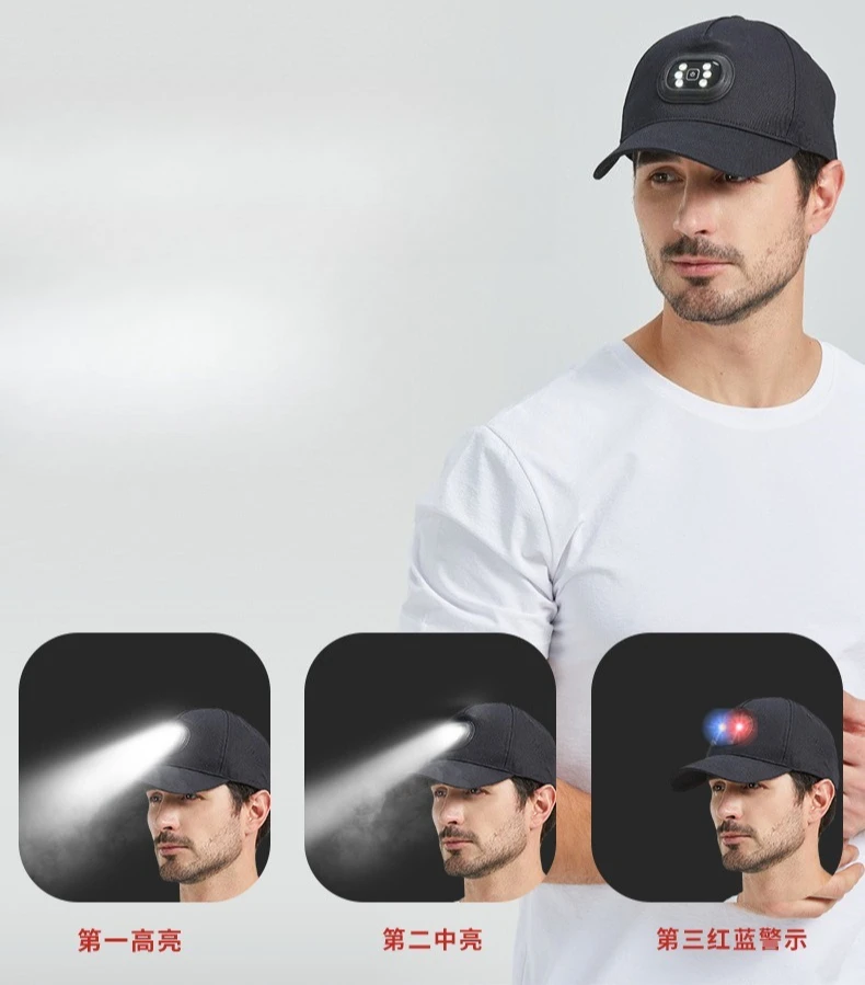 

Outdoor Mountain Climbing Lighting Baseball Cap Night Fishing Luminous Cap Camping LED Baseball Cap