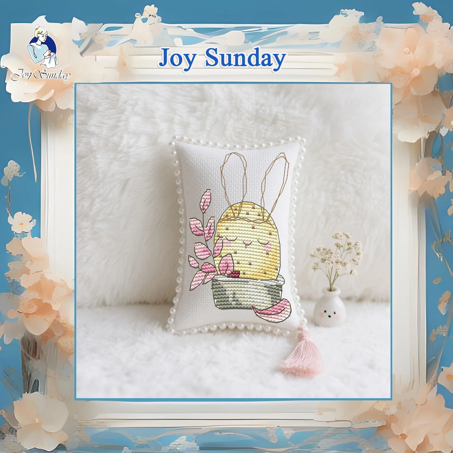 مجموعة غرز متقاطعة مطبوعة مسبقًا من Joy Sunday، مجموعة تطريز قماشية مختومة بنمط Aida سهلة - عيد الفصح 3 #1