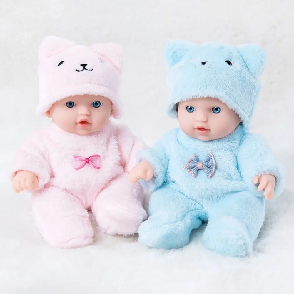 Vestiti di peluche Simulato Baby Doll Orso carino Vestiti e cappelli 20CM Bambola giocattolo Rosa e blu Realistica bambola in silicone Regalo per ragazza