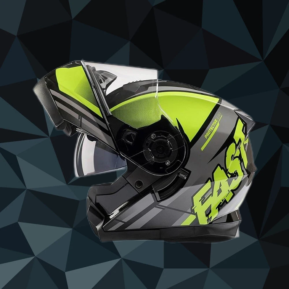 Double Visors Dirt Bike Helmet Modular Full Face Motorcycle Helmet Four Seasons Casque Dual Lens Motorbike Capacetes ECE DOT