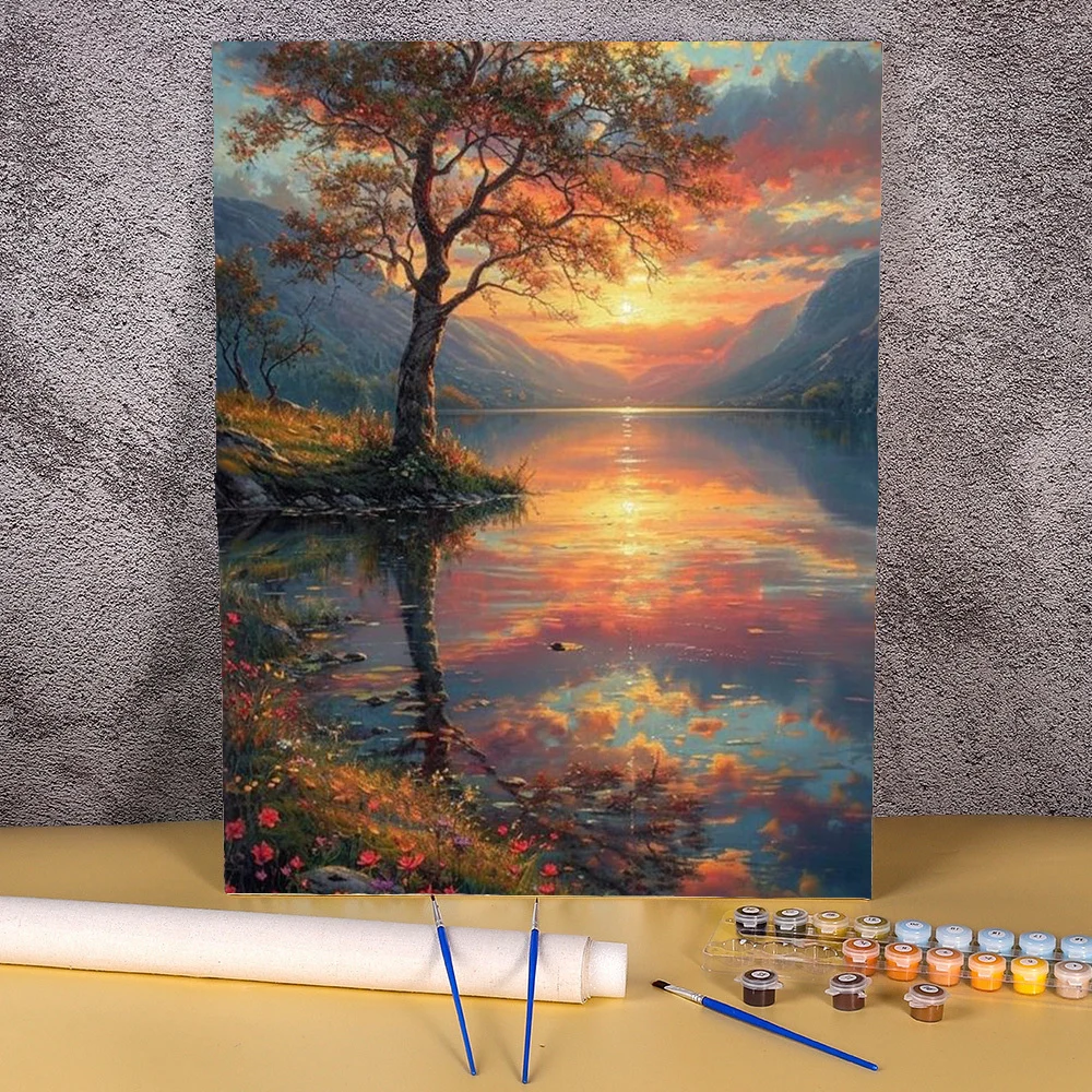 Paint By Numbers Kit For Adults Landscape, DIY Acrylic Digital Oil Painting Art On Canvas Wall Decor Gift No Frame 30*40 Pictur