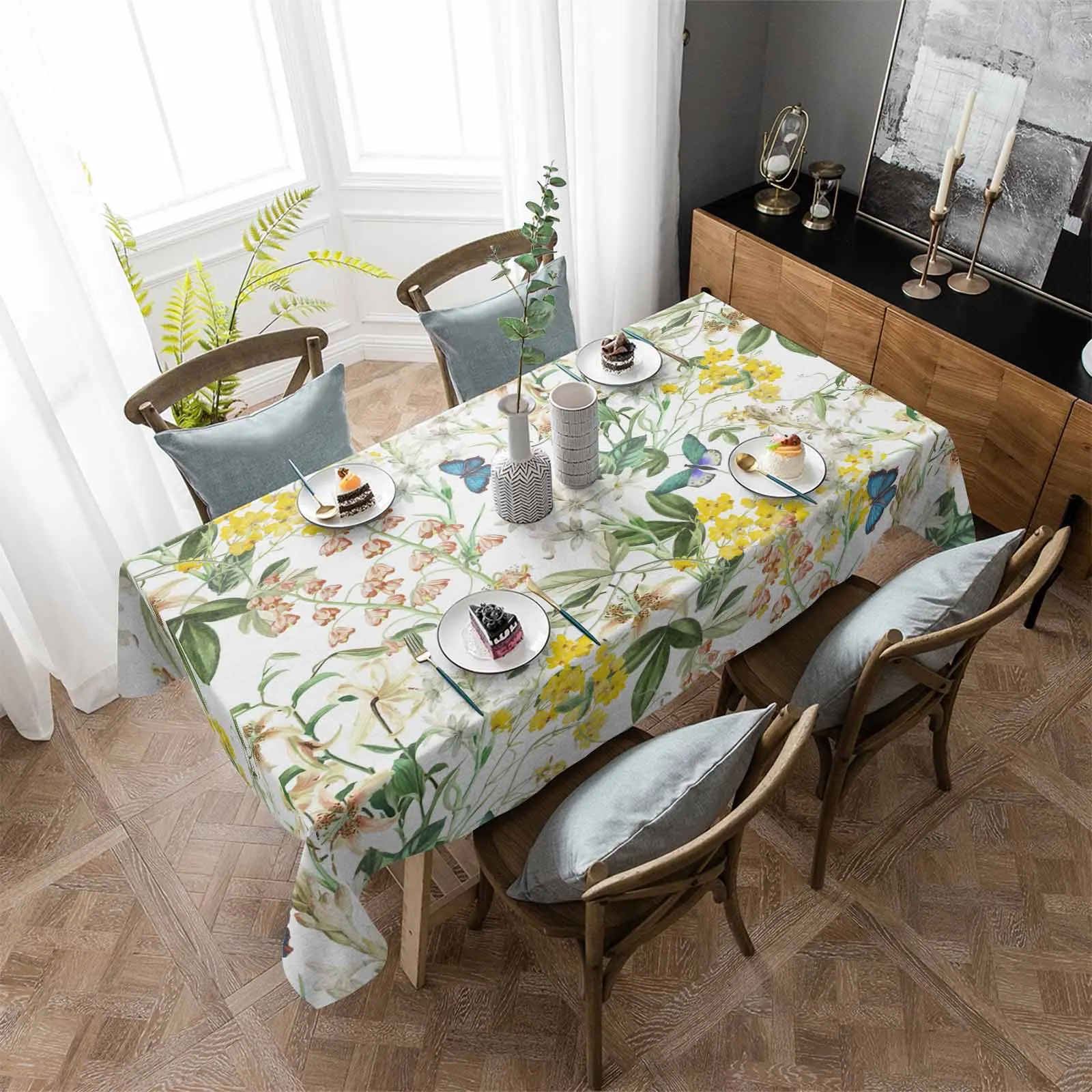 Plant Watercolor Lily Of The Valley Anti-scalding Waterproof Tablecloth Rectangular Round Table Cover Kitchen Furnishings