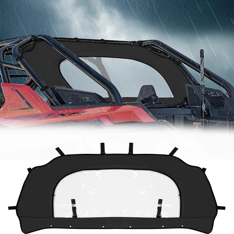 UTV Rear Windshield For Polaris Pro XP - PVC Back Windscreen Waterproof Easy Installation  Fits RZR PRO XP/Turbo R 2020-2024