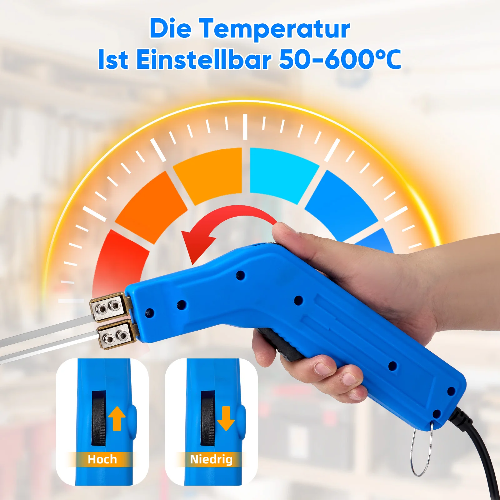 Styrofoam Cutter with Nichrome Blades, 0-500°C 300W Hot Wire Cutter for Styrofoam, EPS, EPP, KT Board, EVA, PU, Rope, Fabric