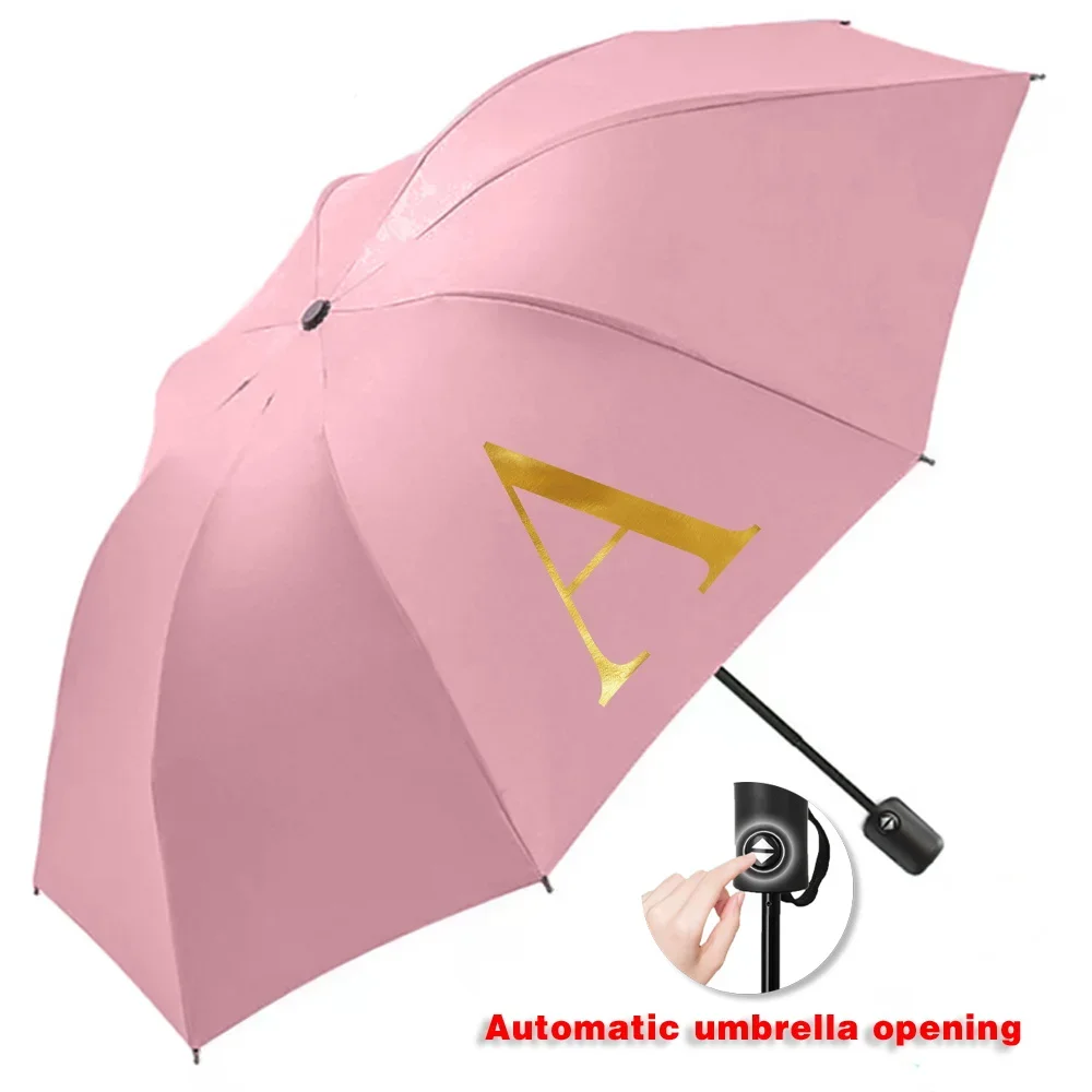 Sunshade Sunscreen Rain Umbrellas UV Automatic Umbrella Cute Print Outdoor Picnics Hiking Tours Travel Essentials Letter