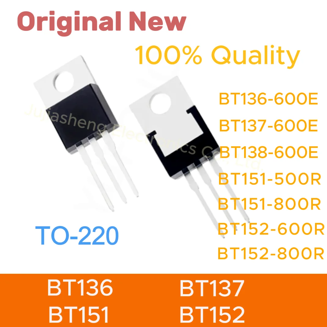 (10pcs)BT136-600E BT137-600E BT138-600E BT151-500R BT151-800R BT152-600R BT152-8  TO220  100% New IC integrated circuit triode