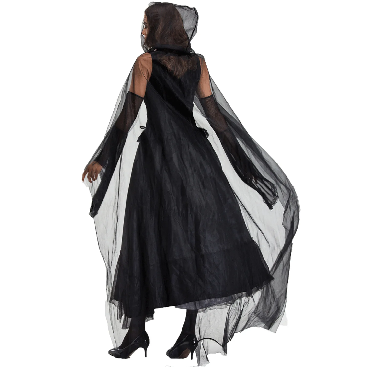 تنورة سوداء طويلة أزياء تنكرية لجميع القديسين الموت العروس الساحرة أداء المرحلة الزي النسائي التقليدي العرقي...