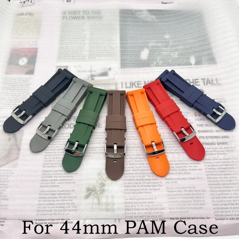 

24mm Blue Orange Green Red Men Sport Replacement Silicone Strap Rubber Watch Band for PAM Luminor Series Watch Bracelet No Logo