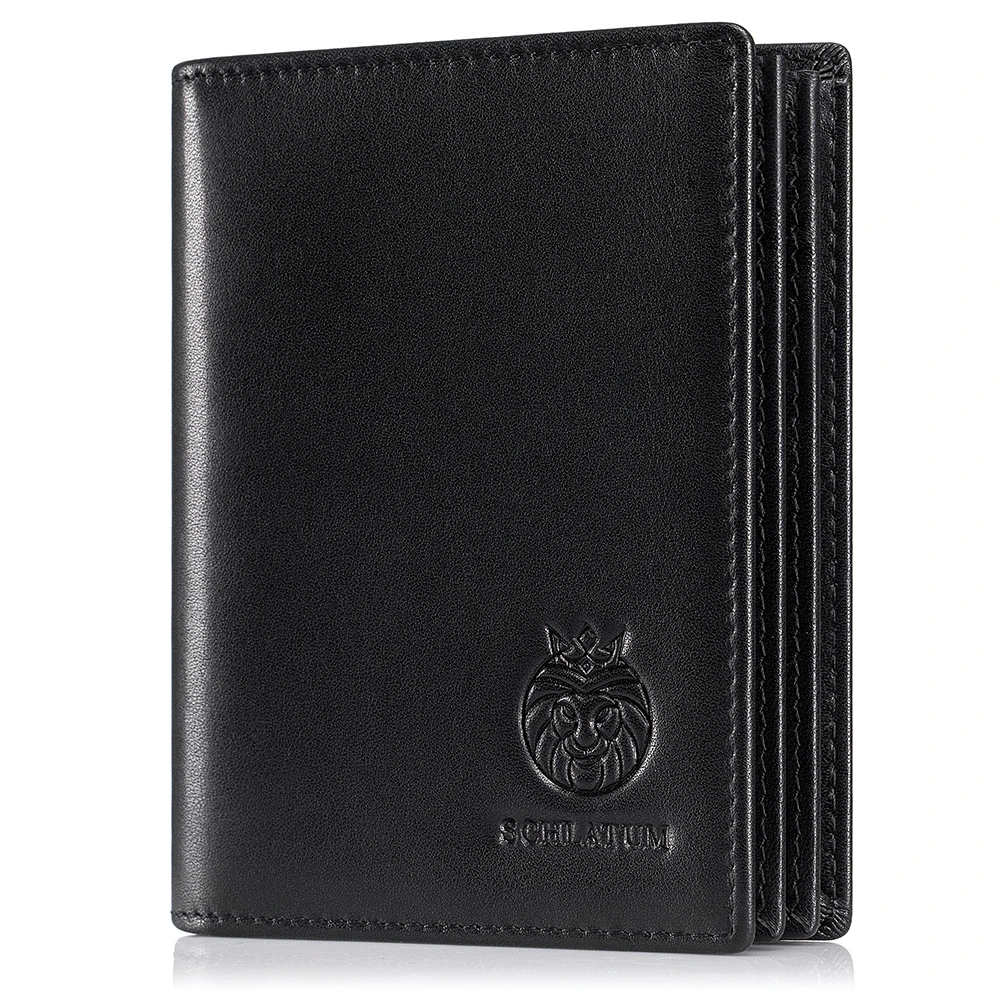 Black Genuine Leather Wallets For Men Multi Function RFID Blocking ID Credit Card Holder Male Coin Purse