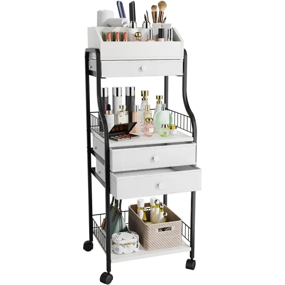 

Floor Makeup Organizer Storage - Vanity Skincare Make Up Organizers and Storage with Drawers, Cosmetics Display Cases Holder for