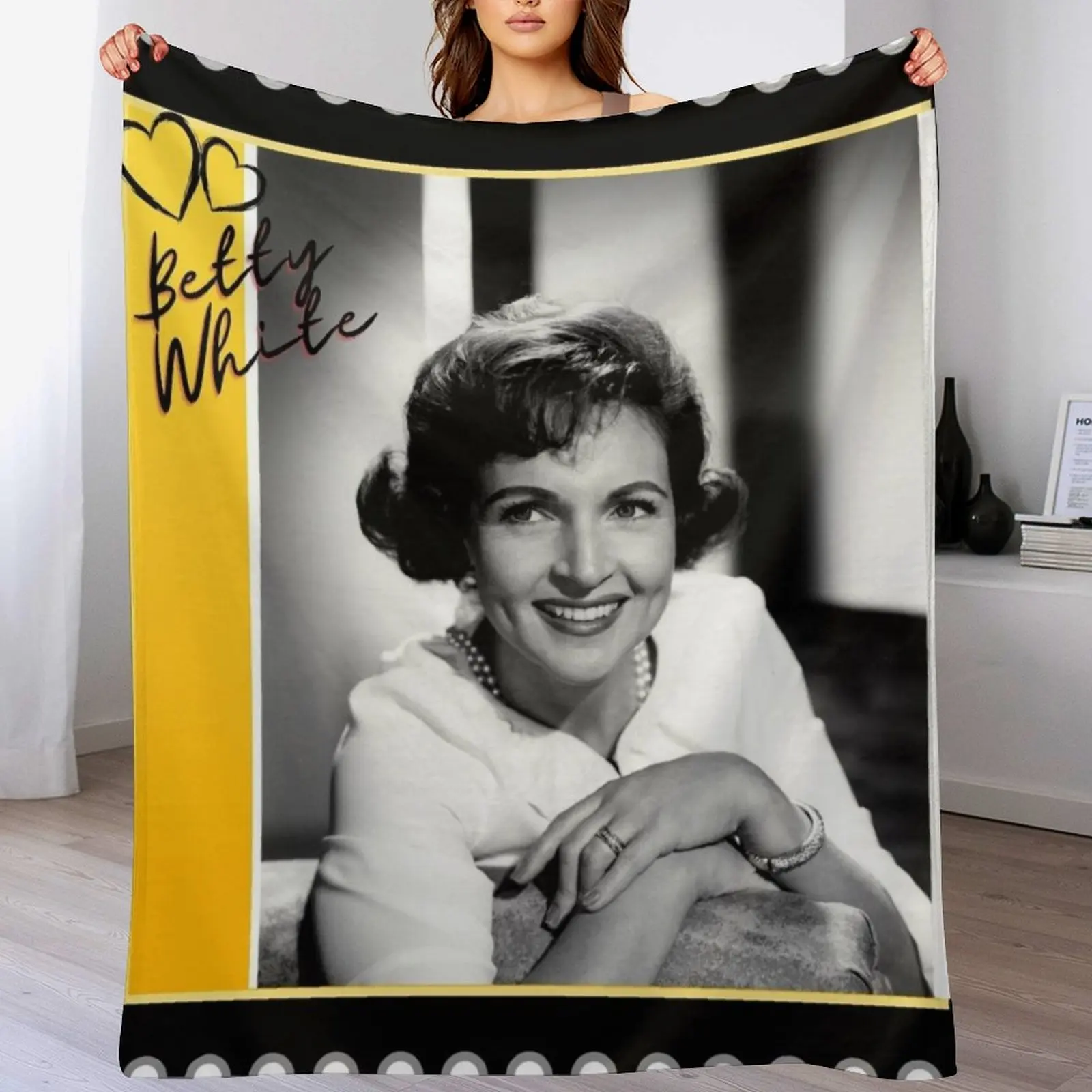 

Betty White RIP Premium Throw Blanket Shaggy Loose Decorative Sofas Furry Blankets