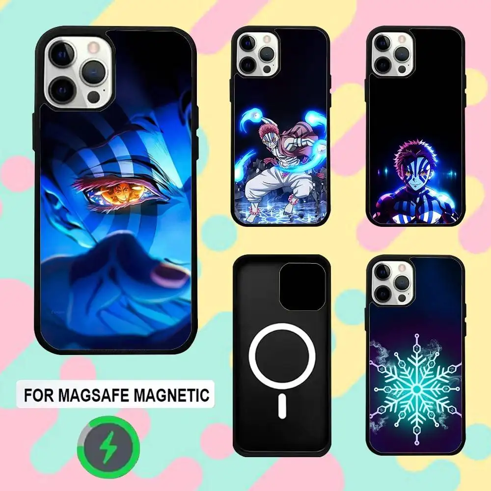 حافظة هاتف D-Demon Akaza S-Slayer لهاتف iPhone 16e,16,15,14,13,12,11,Plus,Pro,Max, Mini Magsafe شحن لاسلكي مغناطيسي