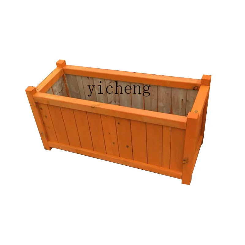 

ZF Antiseptic Wood Flower Box Balcony Indoor Flower Box Outdoor Courtyard Plant Flowerpot Solid Wood