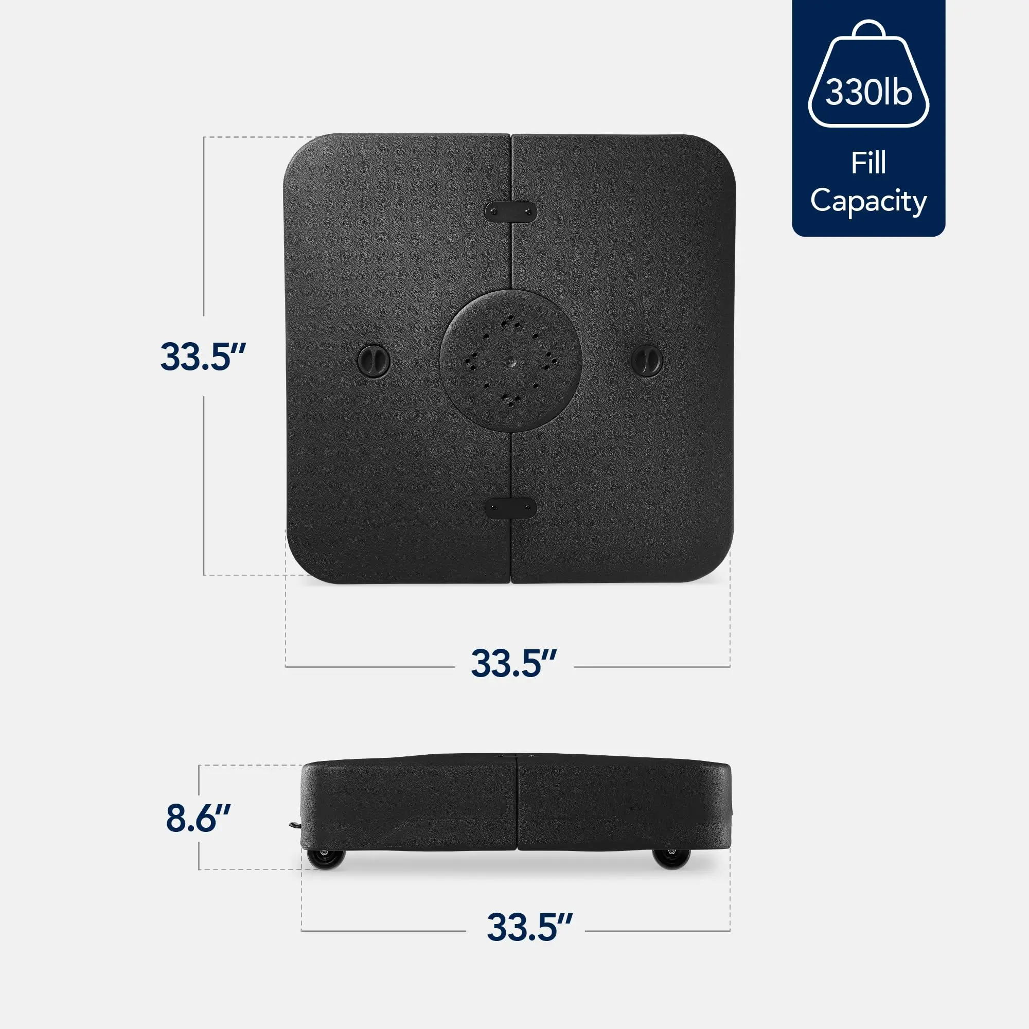330lb Mobile Cantilever Offset Patio Umbrella Base, Unil Fit Heavy-Duty Outdoor Portable Stand w/Wheels Locks, Fillable
