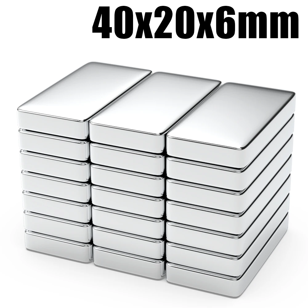 1/2/5/10/20 Pcs 40x20x6 N35 Neodymium Magnet 40mm X 20mm X 6mm NdFeB Block Super Powerful Strong Permanent Magnetic imanes