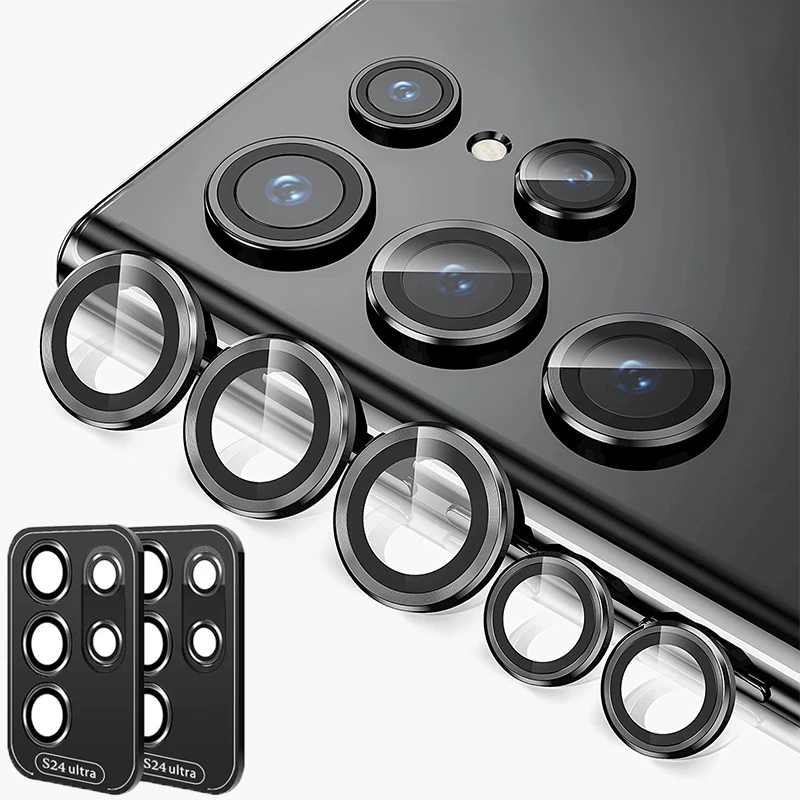 Metal Individual Ring Camera Lens Screen Protector for Samsung Galaxy S24 Ultra S24 Plus S23 FE S24+ Tempered Glass Full Cover