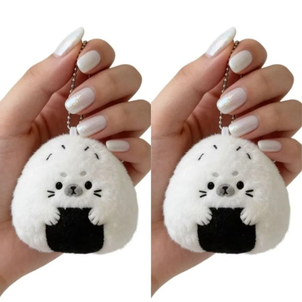 Soft Plush Seal Plush Keychain PP Cotton Filling Cartoon Style Rice Seal Roll Keychain Removable Buckle Plush Bag Charm