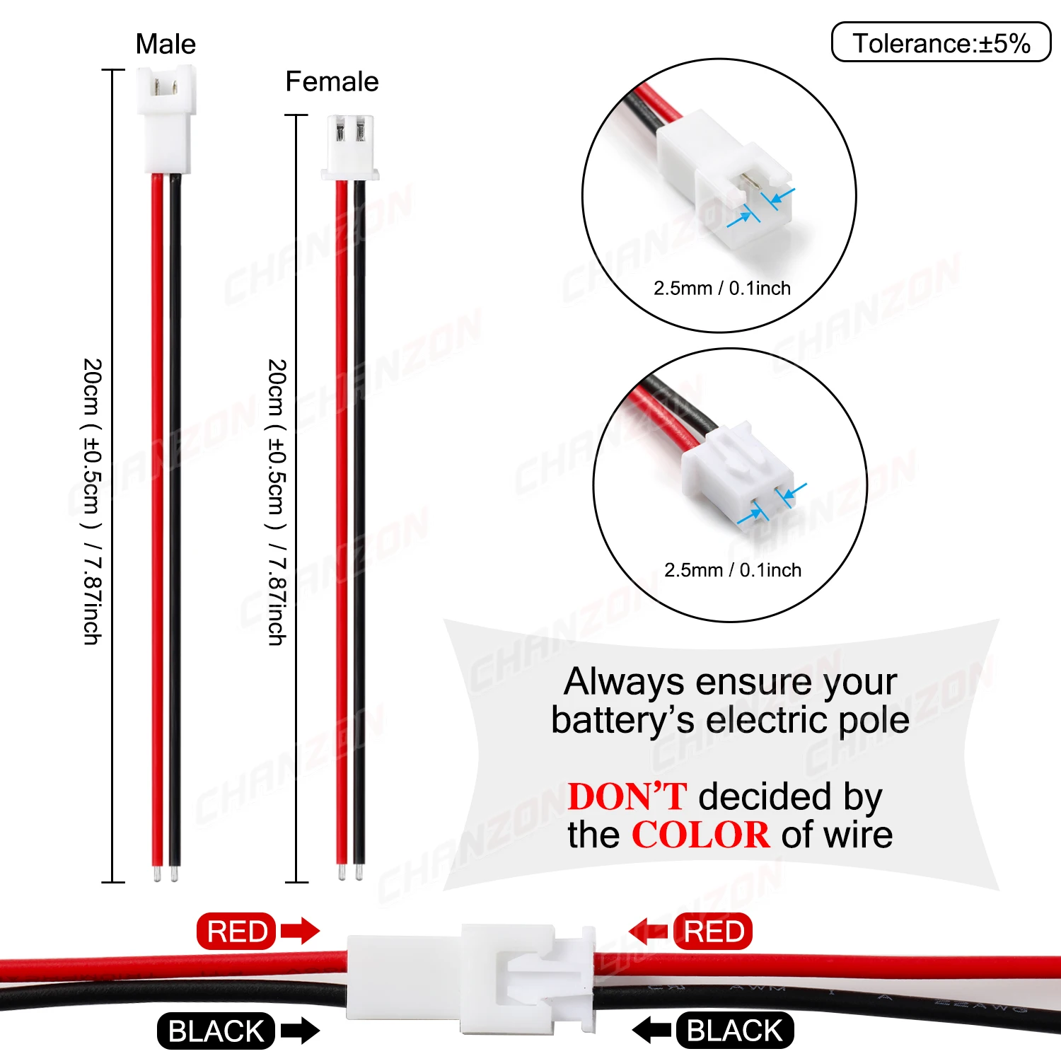 22AWG XH 2.54mm Connector Cable for JST XH2.54 2.54 mm 2 Pin Adapter 2Pin Micro Battery Male Female to Connect Plug RC Wire