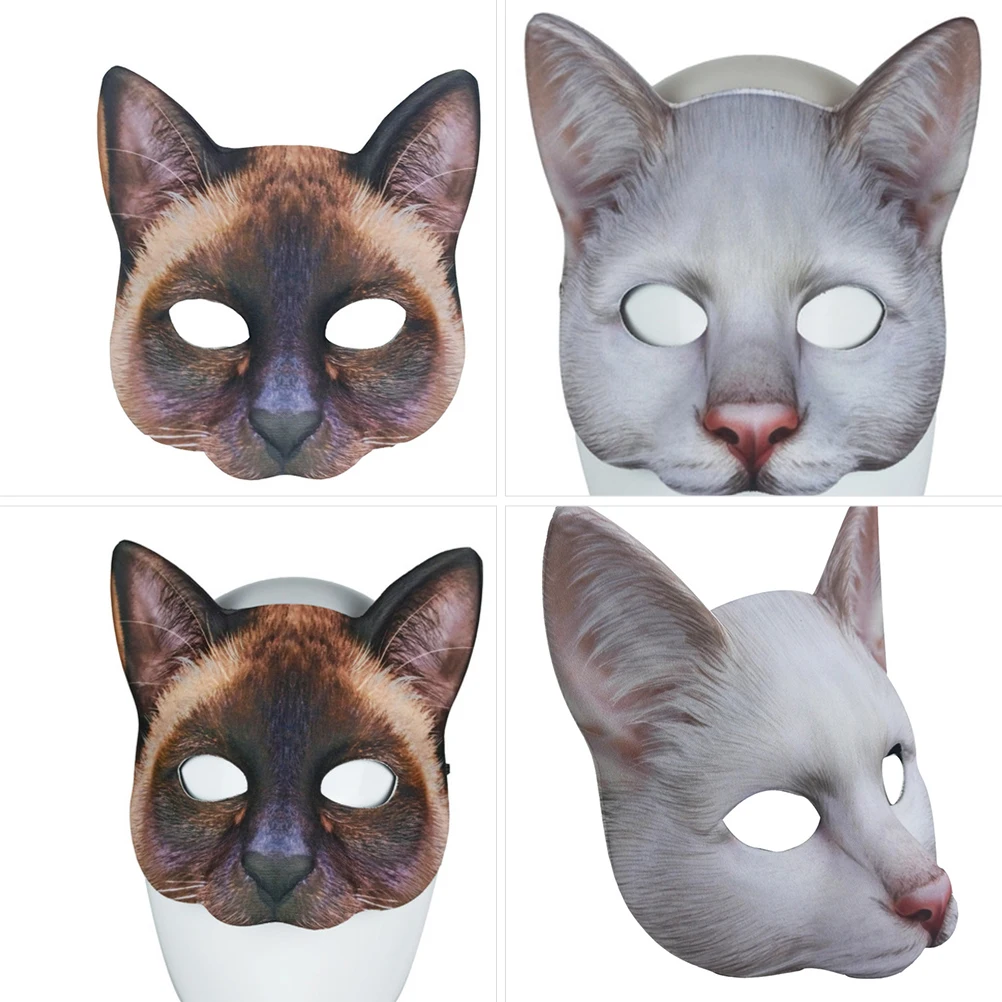 

2pcs Cat Animal Costume Props Realistic Headgears Face Cover for Halloween Cosplay Costume Props Design