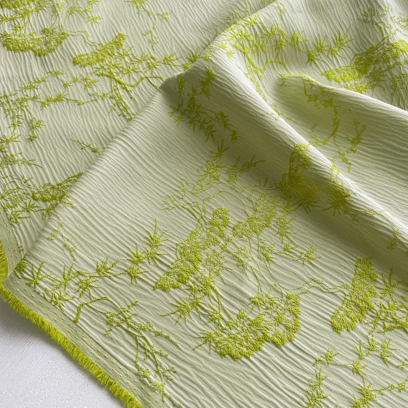 Tender Green Embroidered New Chinese Jacquard Fabric Chinese Style Three-dimensional Relief Qipao Clothing Designer Fabric