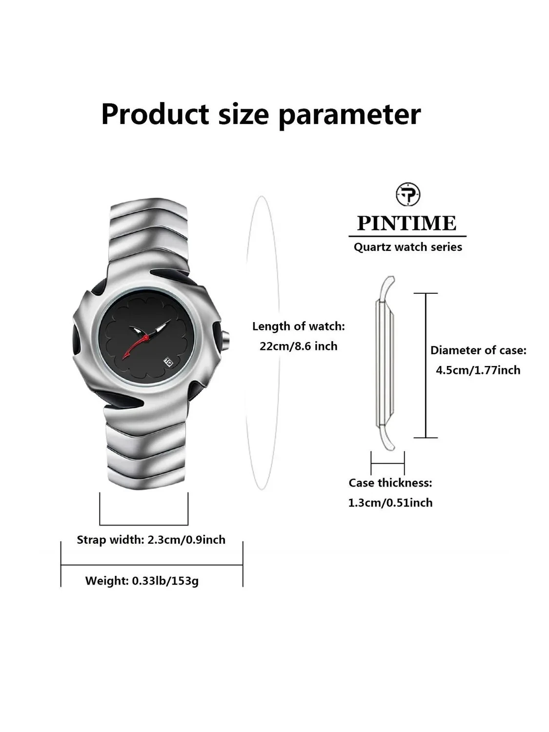 ساعة Y2K فريدة من نوعها للرجال من الفولاذ المقاوم للصدأ باللون الأسود والأزرق الفاخر كوارتز مقاومة للماء