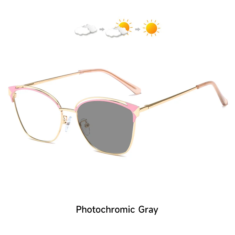 New Fashion Photochromic Anti Blue Light Glasses Women Cat Eye Lentes Oculos Woman Computer Eyewear