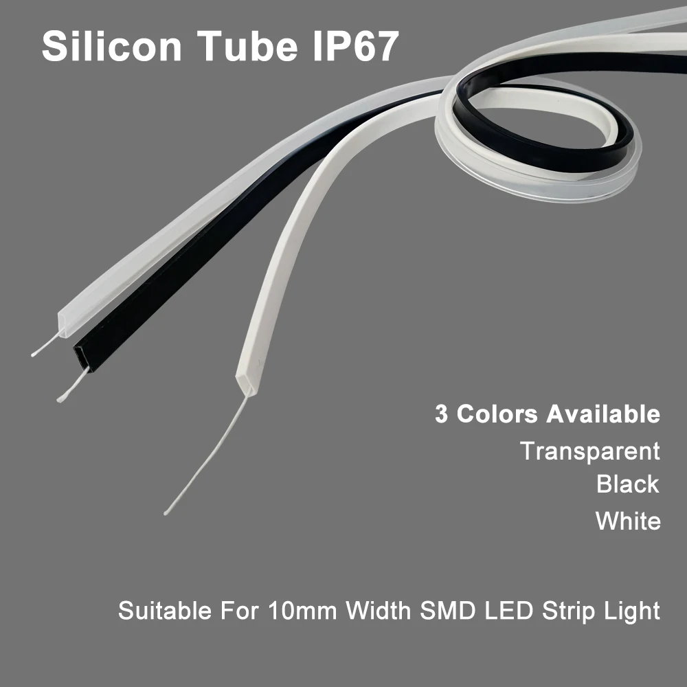 1-5m Black White Transparent Silicon Tube IP67 Waterproof For 10mm PCB Width SMD 5050 3528 WS2811 WS2812B  Led Strip Light