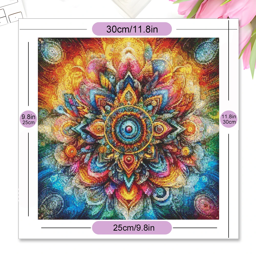 MomoArt Full Square Diamond Embroidery Mandala Flower Painting Abstract Cross Stitch kits Mosaic Decor for home view 3