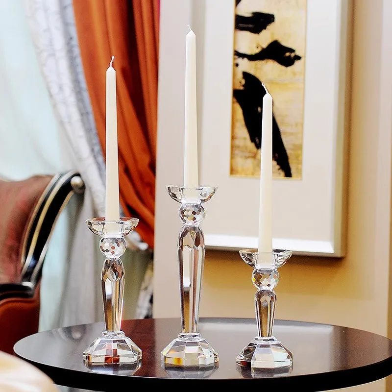 1Pcs Crystal Candle Holders Romantic Wedding Candlelight Dinner Candlestick Props Centerpieces for tables House Decoration