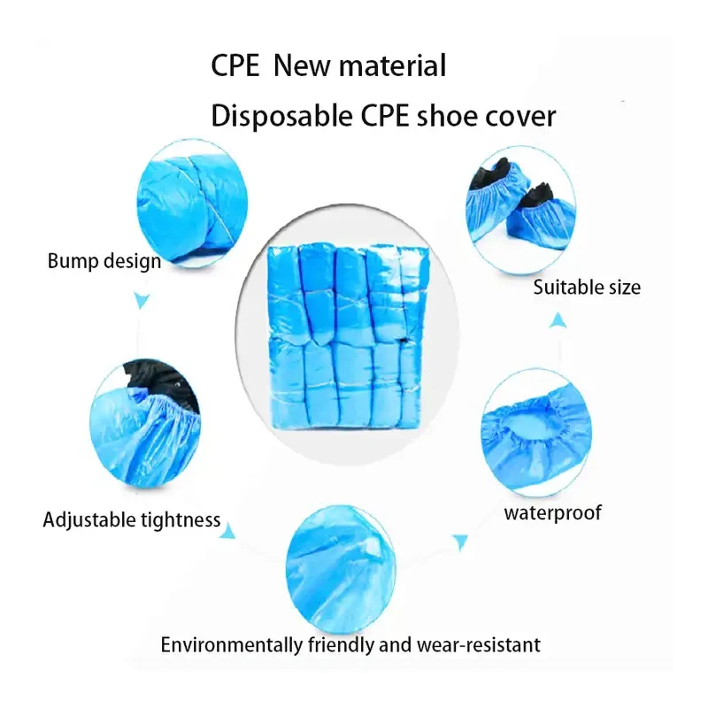 100 PCS Plastic Disposable Shoe Covers Cleaning Overshoes Outdoor Rainy Day Carpet Cleaning Shoe Cover Waterproof Shoe Covers