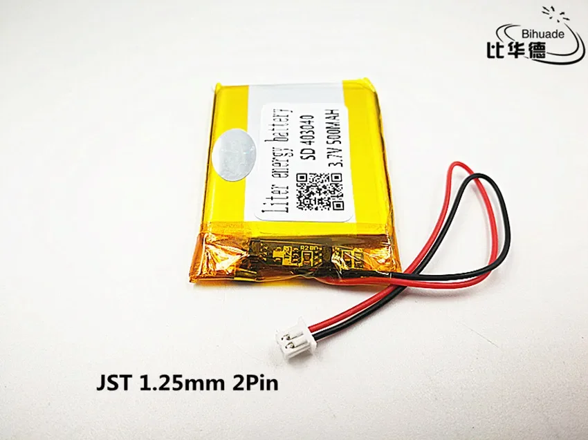 10pcs JST 1.25mm customized Good Qulity 3.7V,500mAH,403040 Polymer lithium ion / Li-ion battery for TOY,POWER BANK,GPS,mp3,mp4