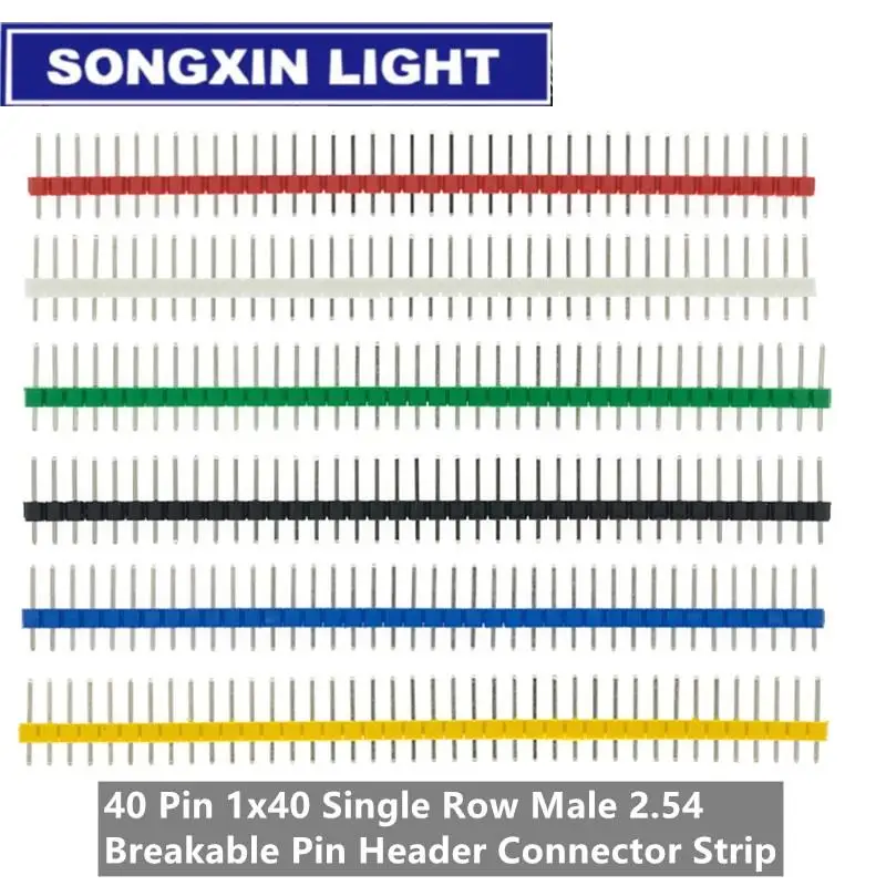 10pcs 40 Pin 1x40 Colorful Single Row Male 2.54 Breakable Pin Header Connector 40pin Strip For Arduino