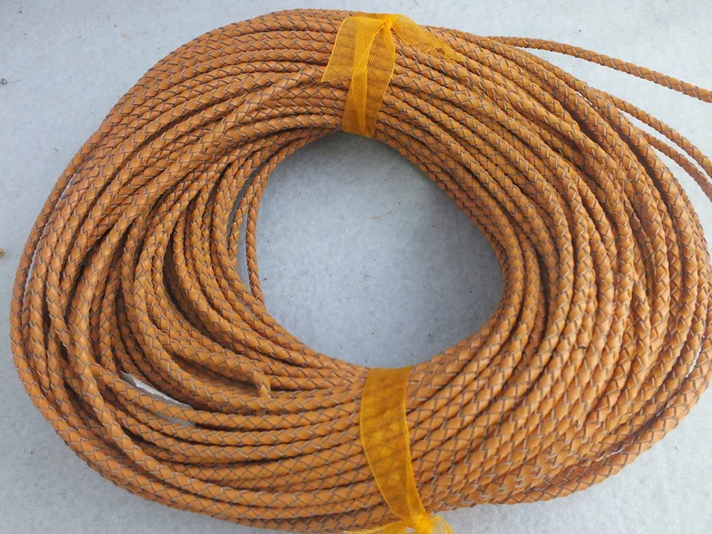 Fashion 50m/roll 3mm  Brown Braided Leather Cord Fit necklace and bracelet