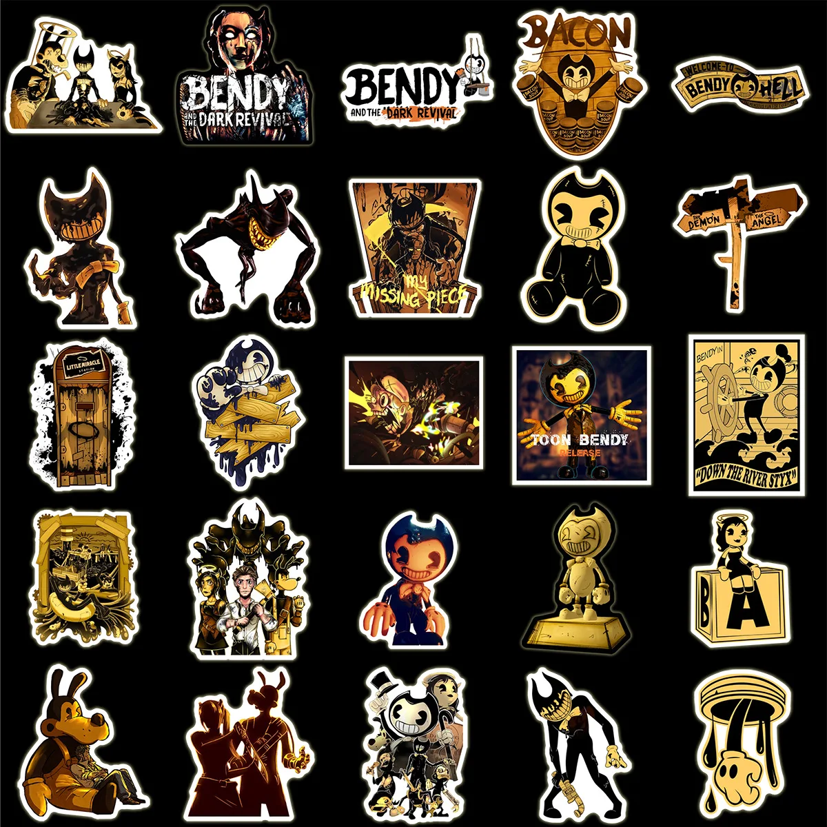 50Pcs Game Bendy and The Dark Revival Stickers Graffiti for Laptop Skateboard Luggage Phone Sticker Waterproof Kids Toys Gift